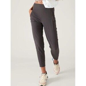 Athleta Trekkie North High Rise Jogger Pants Womens 2 Shale Gray Brown Pull On